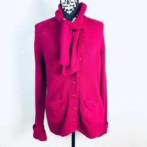 TRINA TURK uchsia wool blend tie sweater cardigan